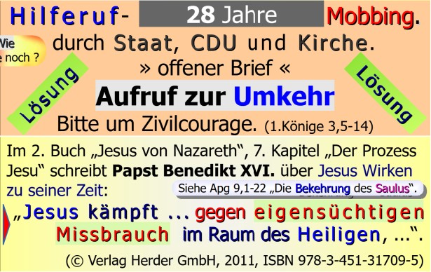 20.08.2025 89. Nachfrage an BOM - 28 Jahre Mobbing, Kirche Mobbing